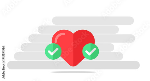 Red Heart with Green Checkmarks - Approval, Success, Love, Health