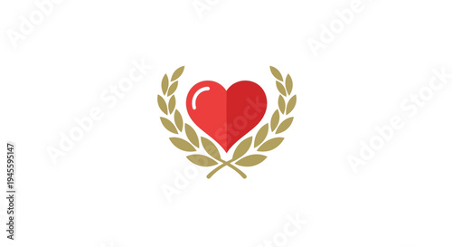 Red Heart with Laurel Wreath Award Symbol