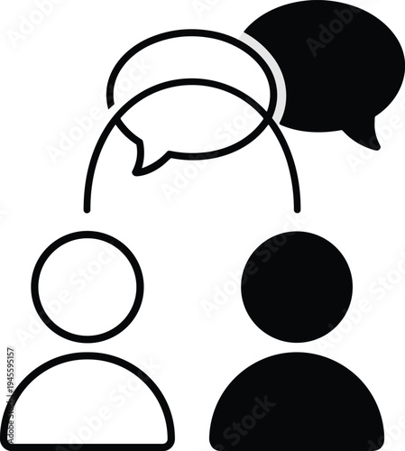Communication people icons set, user chat conversation symbols, social interaction messaging vector illustration for contact support discussion