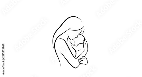 Mother Breastfeeding Baby Tender Moment Illustration.