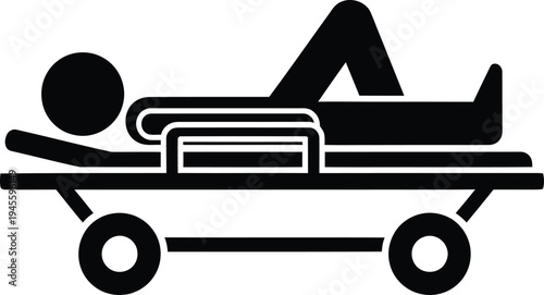 A person lying on a stretcher being transported on a wheeled gurney