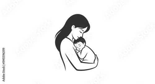 Mother Holding Baby in Her Arms.