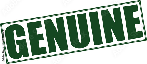 Green Genuine Stamp Grunge Icon on White Background