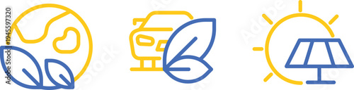 Sustainable energy concepts illustrated with modern icons