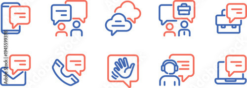 Creative icons representing various modern communication methods and technologies