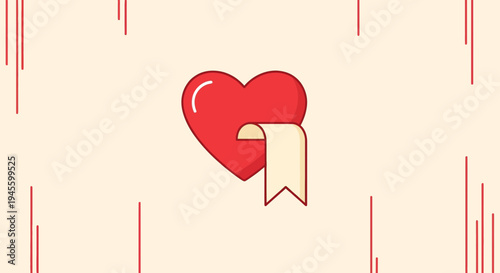 Red Heart with Bookmark Icon - Love, Favoritism, Save Symbol