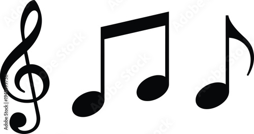 Musical notes symbol treble clef and eighth notes on staff