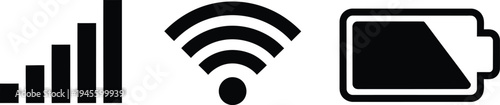 Signal strength wifi connectivity and battery level icons