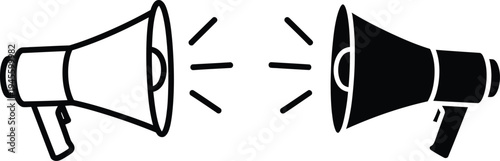 Two megaphones communicating with each other in a loud and clear conversation