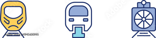 Illustrations of different types of trains with distinct front designs