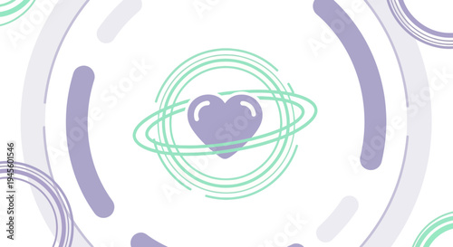 Abstract Heart Icon with Swirling Lines and Geometric Shapes
