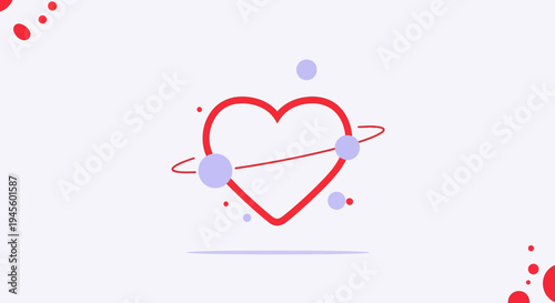Abstract Heart Shape with Orbiting Planets and Splatters - Love Concept