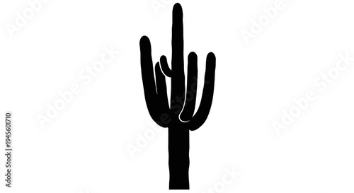 Saguaro Cactus Silhouette Isolated on White Background.