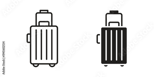 Luggage icon vector pack. Thin linear and black flat style.