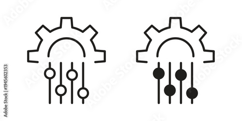 Mass customization icon vector pack. Thin linear and black flat style.