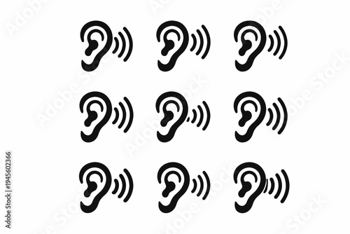 Sound vibration ear icons illustrating audio and hearing concepts