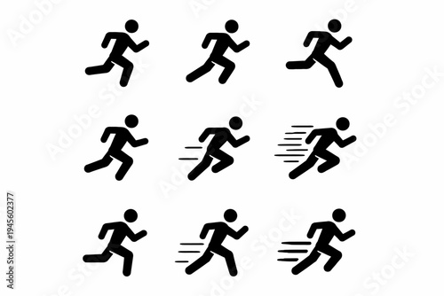 Various running icon designs showing different speed levels