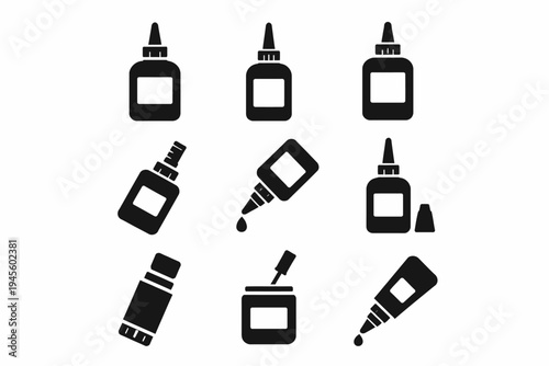 Set of glue and adhesive icon illustrations