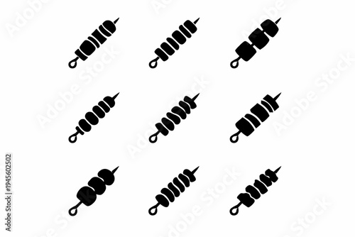 Black silhouette skewers pattern on white background