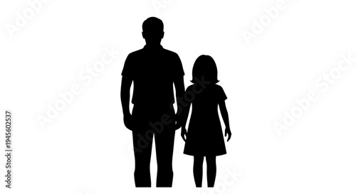 Silhouette of Man and Little Girl.
