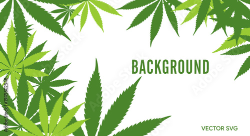 Green Cannabis Leaves Border Background