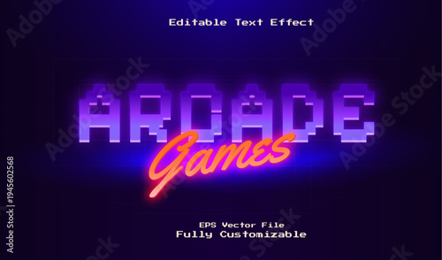 Retro Arcade Games Logo Title Text Effect
