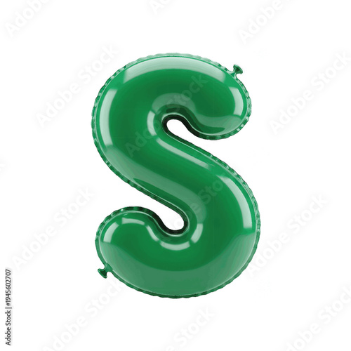 Glossy Green Letter S Balloon Celebration Party Decoration Transparent Background