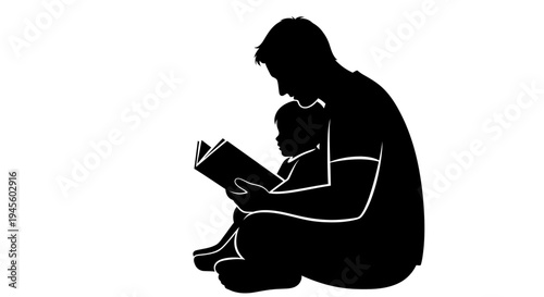 Silhouette of Mother Reading to Child.