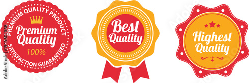 Three quality assurance badges showcasing premium, best, and highest quality labels