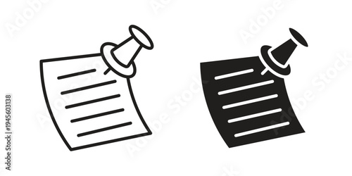 Note sticky icon vector pack. Thin linear and black flat style.