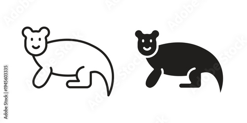 Otter icon vector pack. Thin linear and black flat style.