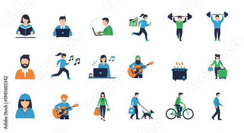 Diverse people active lifestyle colorful