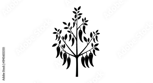 Simple Black Silhouette of a Plant.