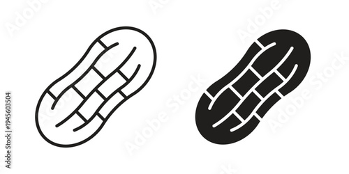 Peanut icon vector pack. Thin linear and black flat style.