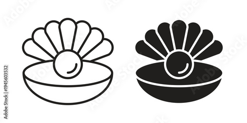 Pearl icon vector pack. Thin linear and black flat style.