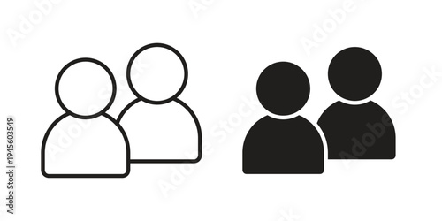 people icon vector pack. Thin linear and black flat style.