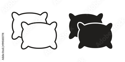 Pillow icon vector pack. Thin linear and black flat style.