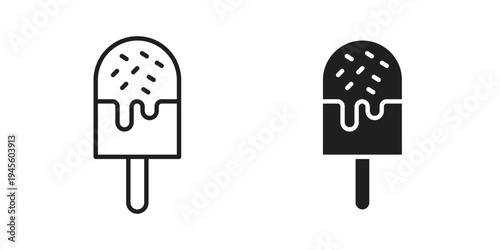 Popsicle icon vector pack. Thin linear and black flat style.