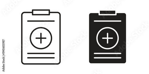 Prescription icon vector pack. Thin linear and black flat style.