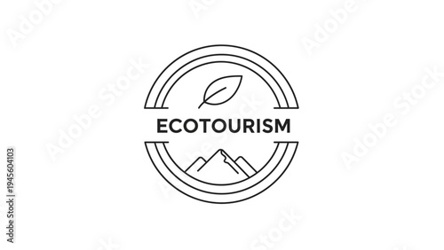 Ecotourism logo with leaf and mountain