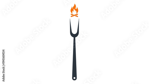 Roasting fork with campfire and flames