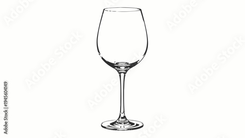 Elegant clear wine glass on white background