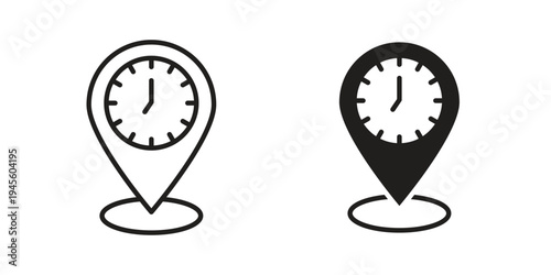 Real time location icon vector pack. Thin linear and black flat style.
