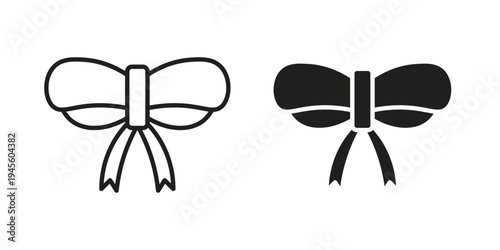 Ribbon icon vector pack. Thin linear and black flat style.