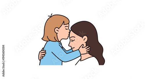 Two Women Hugging and Kissing Cheek.