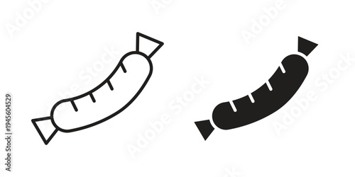 Sausage icon vector pack. Thin linear and black flat style.
