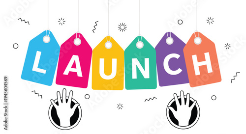 Vector launch tags icon set