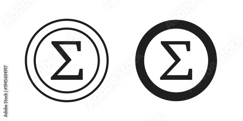 Sigma icon vector pack. Thin linear and black flat style.