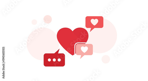 Broken Heart Icon with Social Media Likes and Chat Bubbles, Love Communication Problems