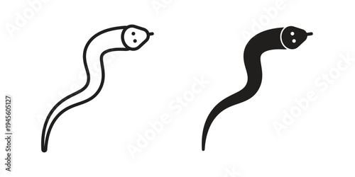 Snake icon vector pack. Thin linear and black flat style.